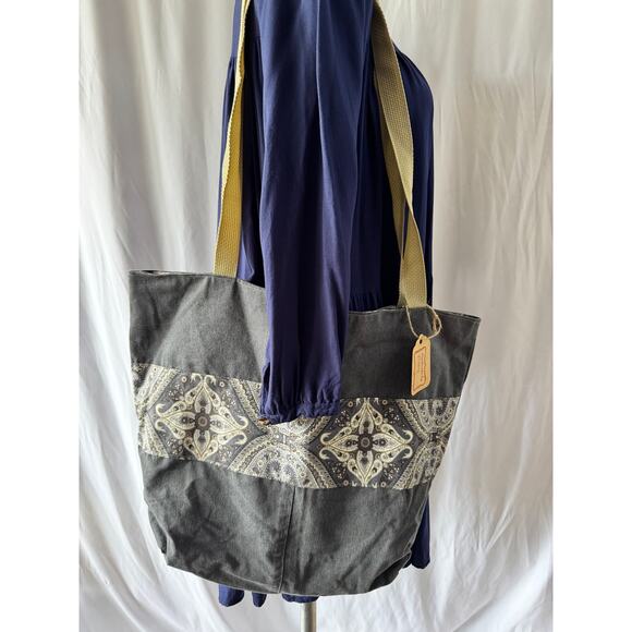 Handmade Gray Paisley Tote Bag - Picture 1 of 9